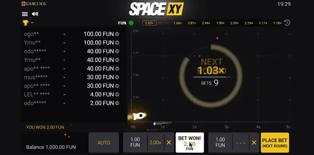 Space XY screenshot from our demo session