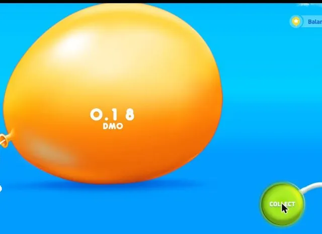 Close-up of the inflating Balloon at 0.18 DMO with the green Collect button